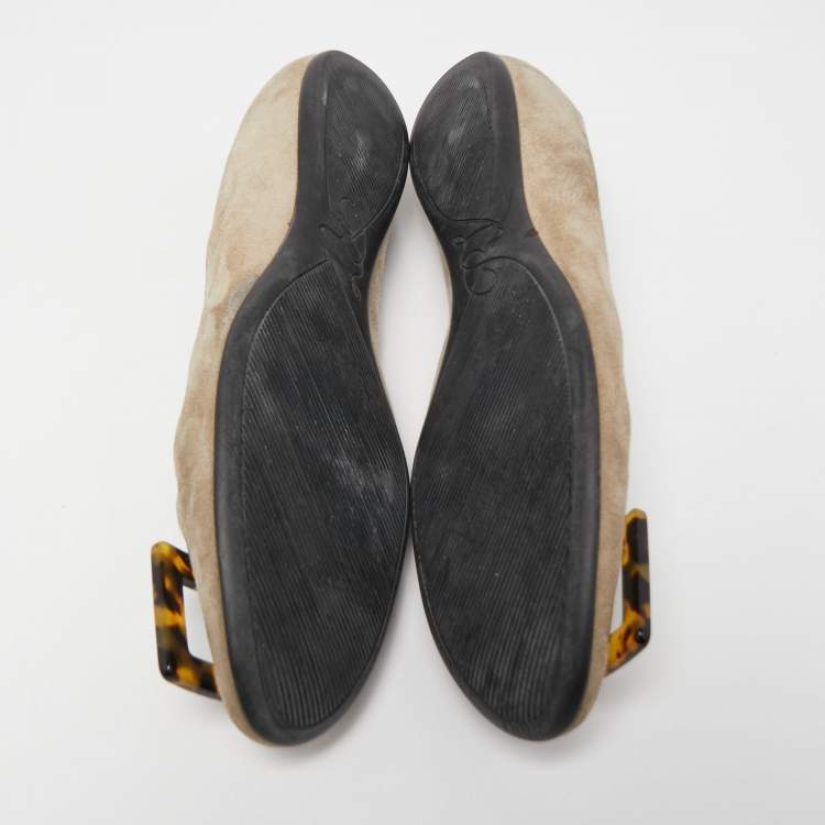 Pre Owned Roger Vivier Grey Suede Gommette Ballet Flats Size 40
