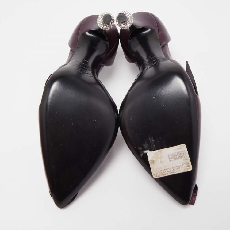 Pre Owned Roger Vivier Purple Leather D'orsay Pumps Size 38
