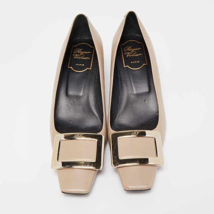 Pre Owned Roger Vivier Grey Leather Belle Vivier Pumps Size 37
