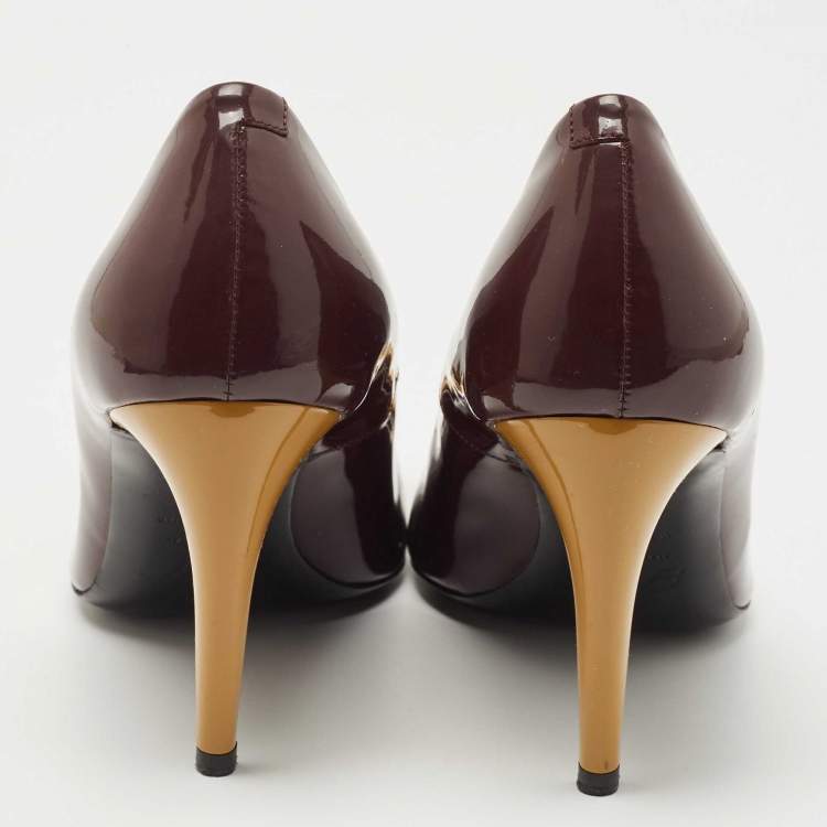 Pre Owned Roger Vivier Burdundy Patent Leather Belle Square Toe Pumps Size 40