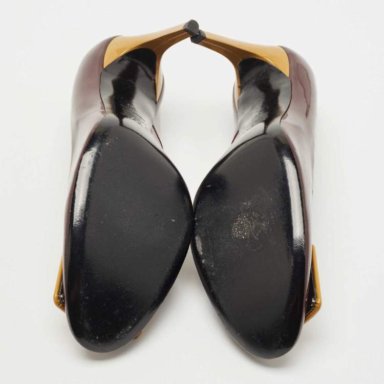 Pre Owned Roger Vivier Burdundy Patent Leather Belle Square Toe Pumps Size 40