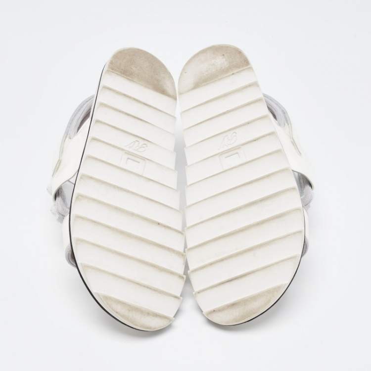 Pre Owned Roger Vivier White Patent Leather Vivier Strass Sandals Size 39