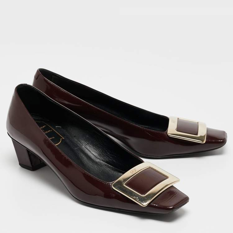 Pre Owned Roger Vivier Burgundy Patent Trompette Pumps Size 36