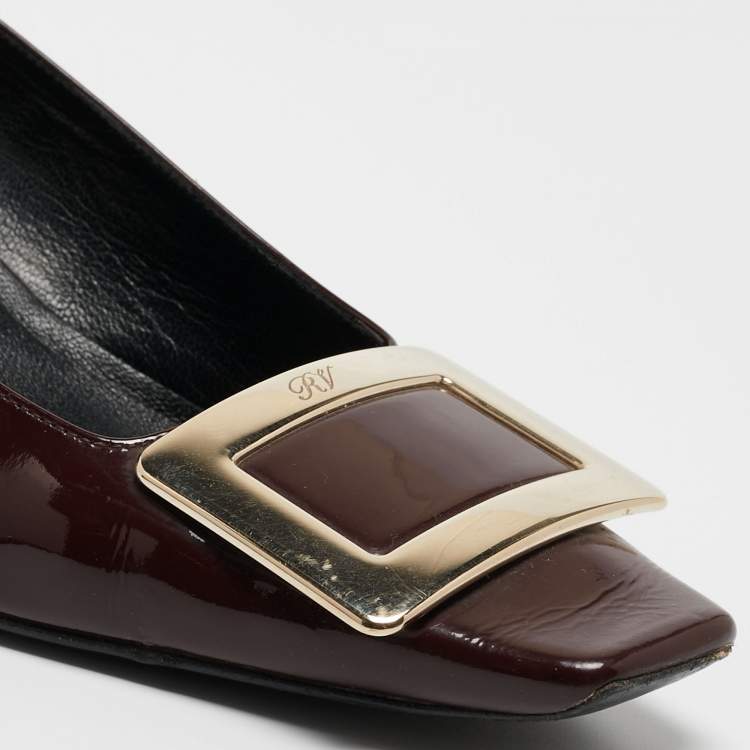 Pre Owned Roger Vivier Burgundy Patent Trompette Pumps Size 36