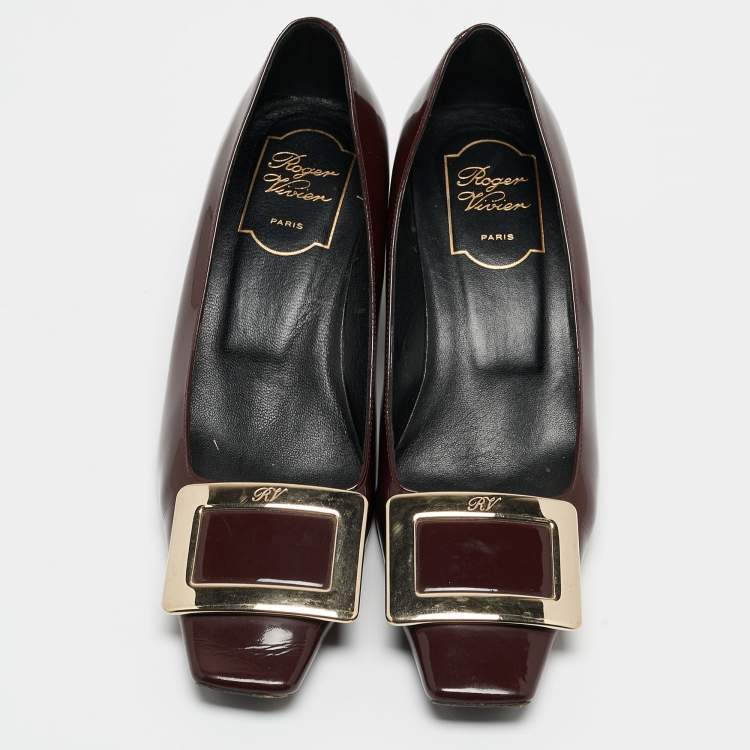 Pre Owned Roger Vivier Burgundy Patent Trompette Pumps Size 36