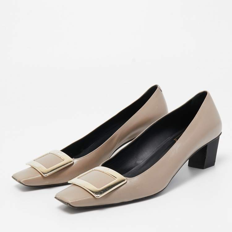 Pre Owned Roger Vivier Grey Leather Belle Vivier Pumps Size 38