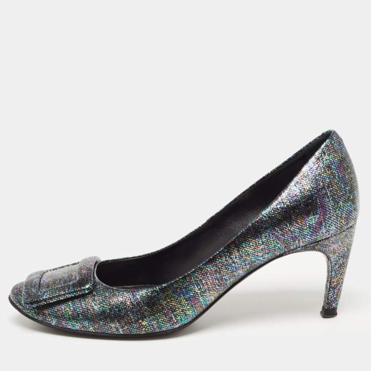 Pre Owned Roger Vivier Multicolor Leather Trompette Pumps Size 36