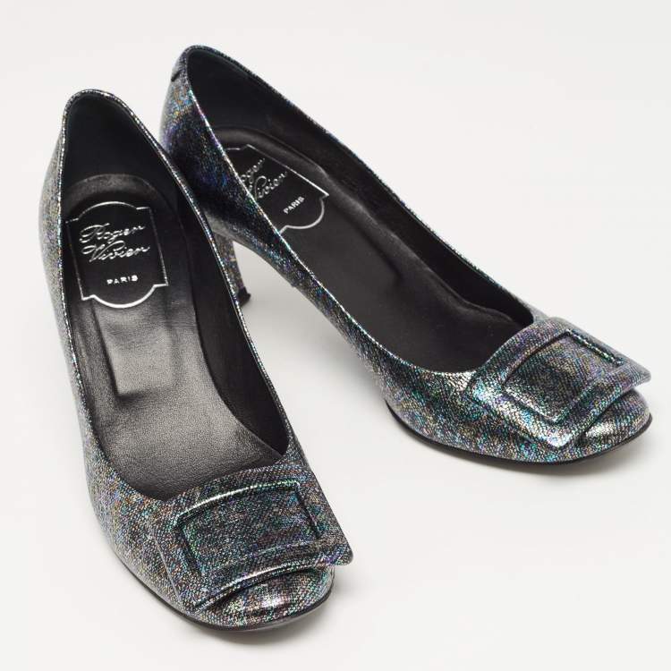 Pre Owned Roger Vivier Multicolor Leather Trompette Pumps Size 36
