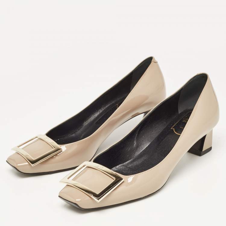 Pre Owned Roger Vivier Grey Patent Leather Trompette Pumps Size 37