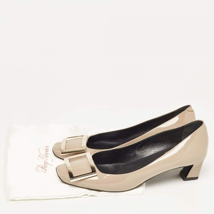 Pre Owned Roger Vivier Grey Patent Leather Trompette Pumps Size 37