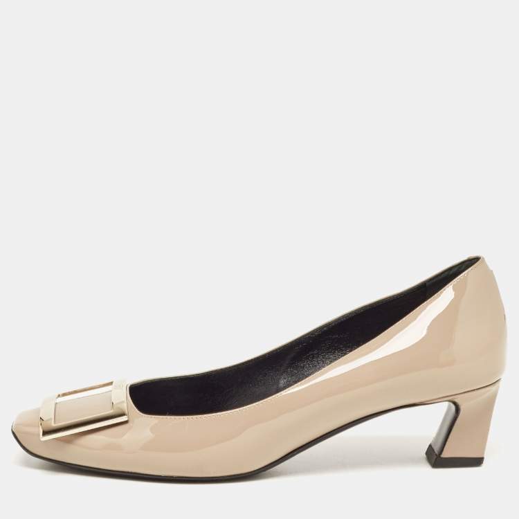Pre Owned Roger Vivier Grey Patent Leather Trompette Pumps Size 37