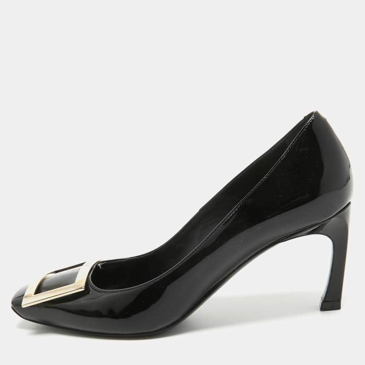 Pre Owned Roger Vivier Black Patent Leather Belle Vivier Trompette Pumps Size 36