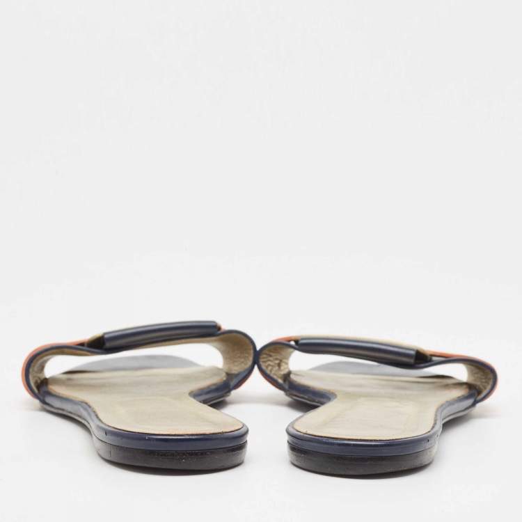 Pre Owned Roger Vivier Multicolor Leather Vivier Flat Slides Size 39   