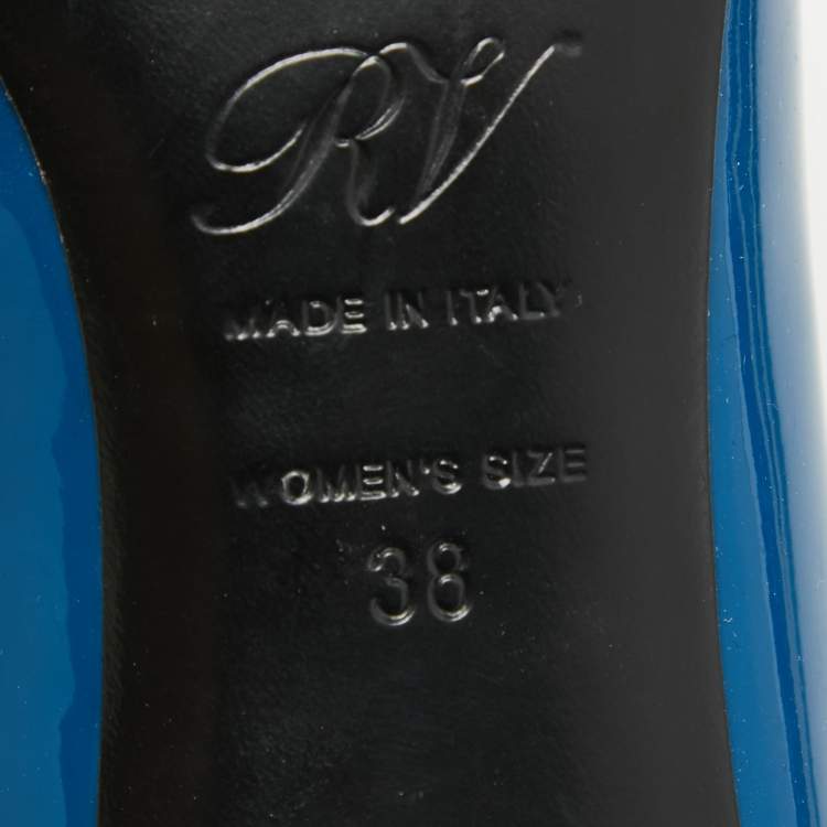 Pre Owned Roger Vivier Blue Patent Leather Belle Vivier Pumps Size 38