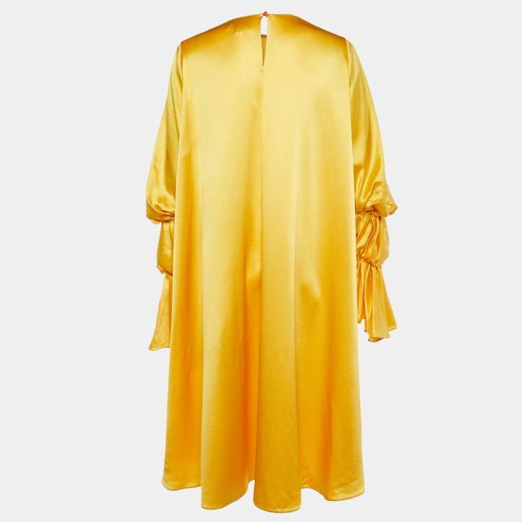 Pre Owned Roksanda Yellow Silk Satin Rosina Oversized Tunic Top S 