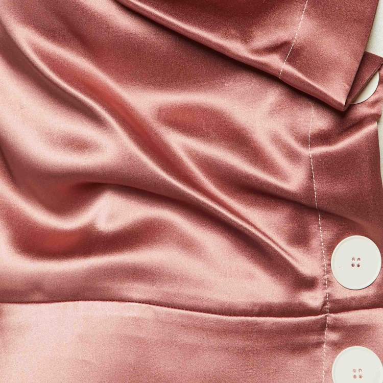 Pre Owned Roksanda Pink Colorblock Silk Satin Wrap Dress L