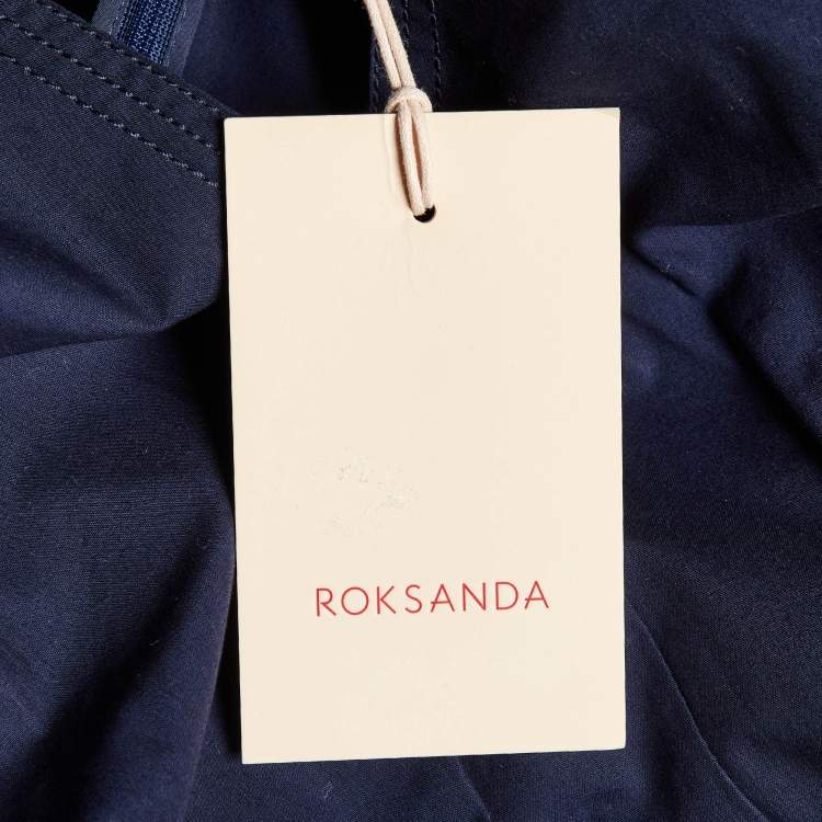 Pre Owned Roksanda Ilincic Navy Blue Cotton Pleated Colette Peplum Top L