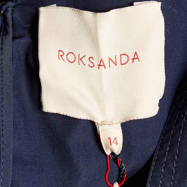 Pre Owned Roksanda Ilincic Navy Blue Cotton Pleated Colette Peplum Top L