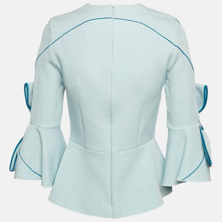 Pre Owned Roksanda Ilincic Blue Crepe Bow Detail Top S