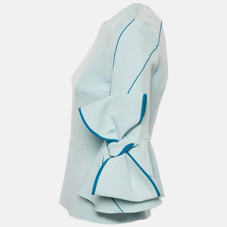 Pre Owned Roksanda Ilincic Blue Crepe Bow Detail Top S