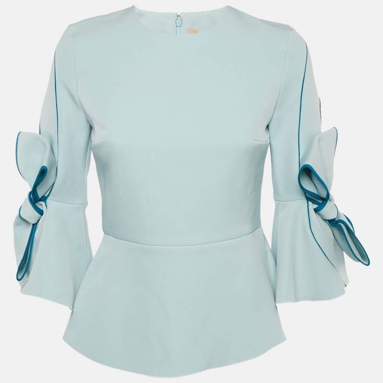 Pre Owned Roksanda Ilincic Blue Crepe Bow Detail Top S