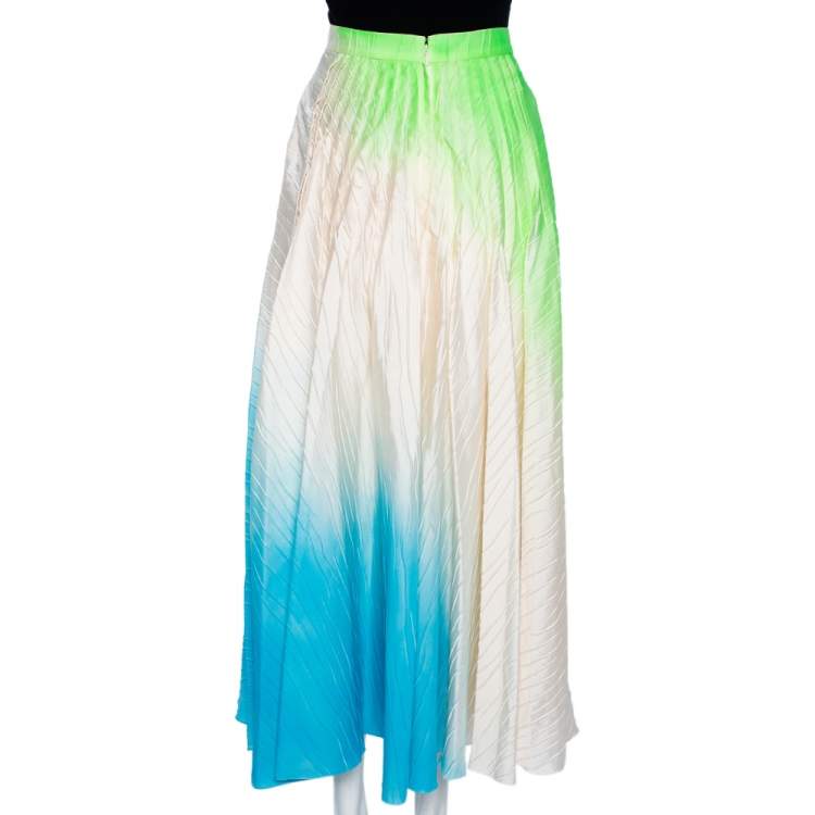 Pre Owned Roksanda Ilincic Multicolored Ombré Crinkled Ambra Pleated Maxi Skirt M