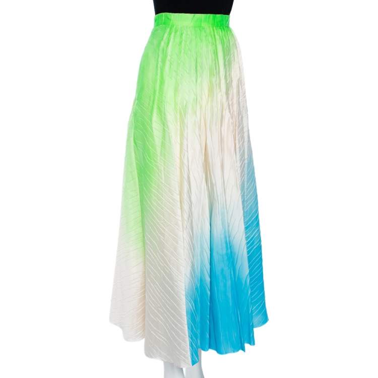 Pre Owned Roksanda Ilincic Multicolored Ombré Crinkled Ambra Pleated Maxi Skirt M