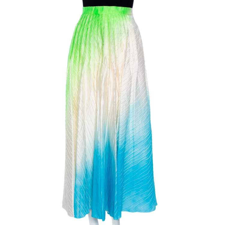 Pre Owned Roksanda Ilincic Multicolored Ombré Crinkled Ambra Pleated Maxi Skirt M