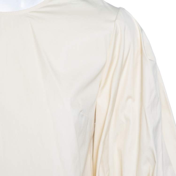 Pre Owned Roksanda Ilincic Cream Crinkled Cotton Puff Sleeve Detailed Seya Top M