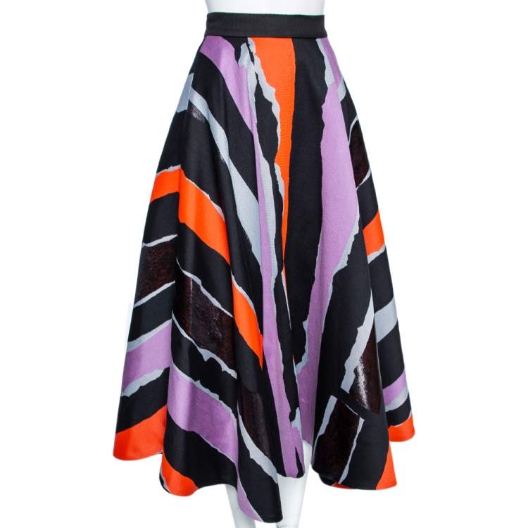 Pre Owned Roksanda Ilincic Multicolored Jacquard Wool & Lurex Flared Skirt S