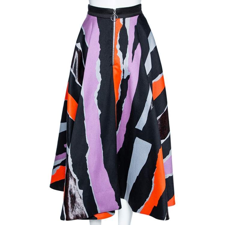 Pre Owned Roksanda Ilincic Multicolored Jacquard Wool & Lurex Flared Skirt S