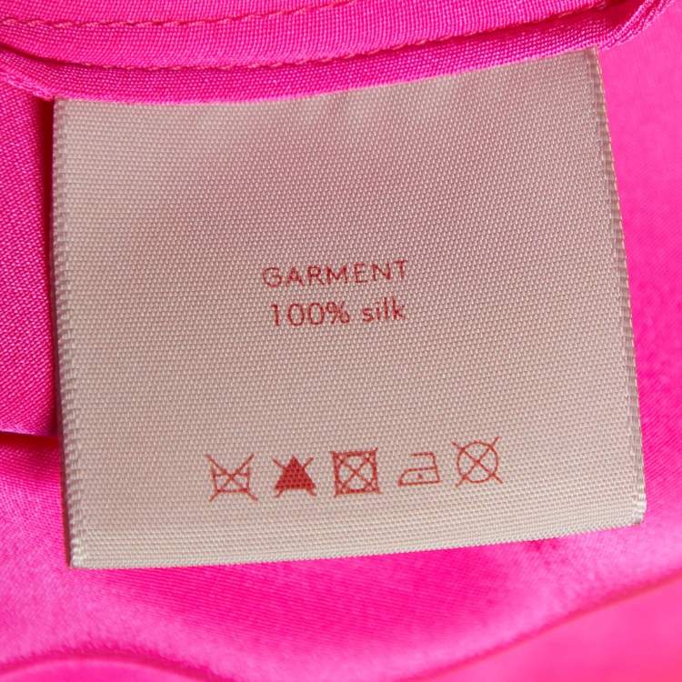 Pre Owned Roksanda Pink Satin Silk Ruffle Sleeve Maxi Dress S