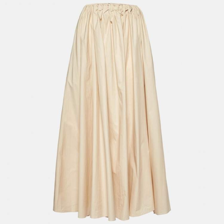 مملوكة مسبقًا Roksanda Ilincic Beige Cotton Long Smocked Skirt S