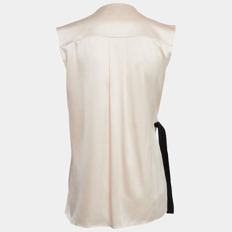 Pre Owned Roksanda Ilincic Pastel Pink Satin Draped Sleeveless Top M 