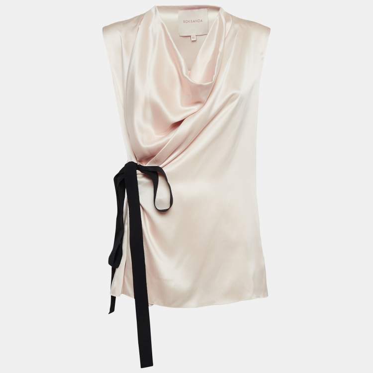 Pre Owned Roksanda Ilincic Pastel Pink Satin Draped Sleeveless Top M 