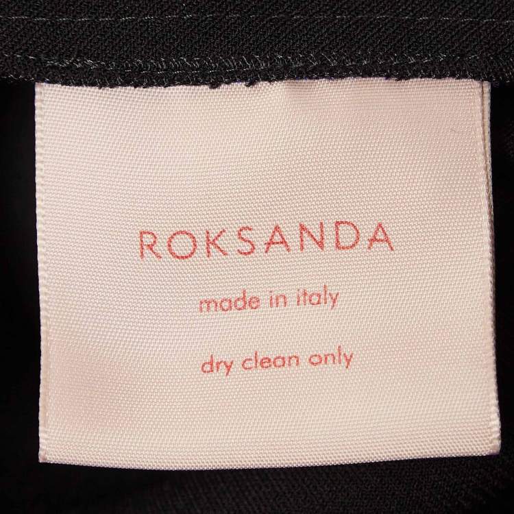 Pre Owned Roksanda Ilincic Black Satin Side Strip Crepe Wide-Leg Pants M