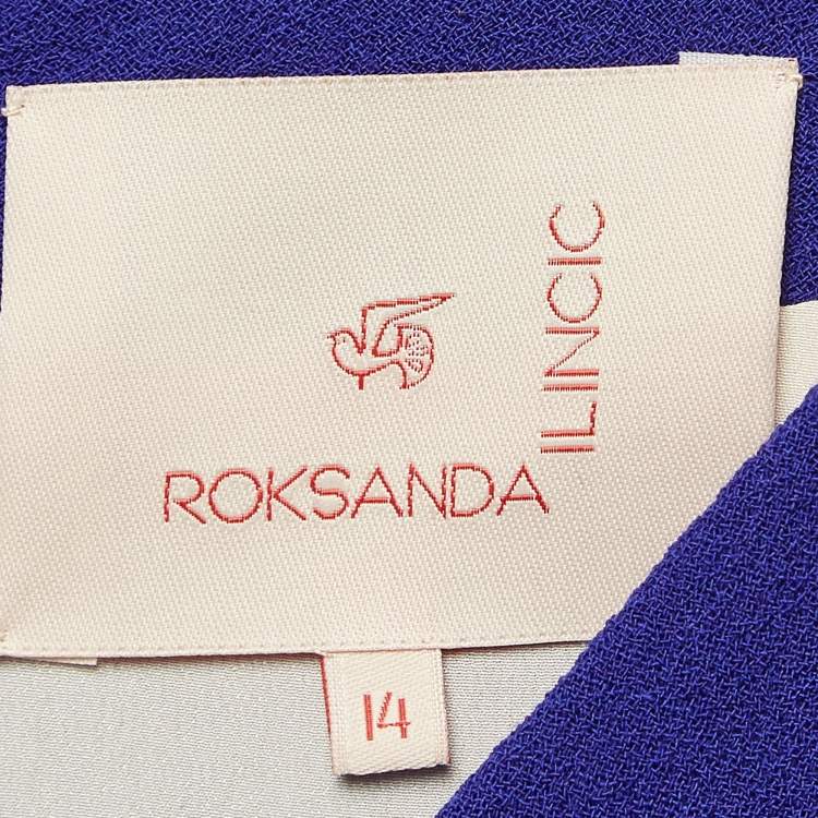 Pre Owned Roksanda Ilincic Blue/White Wool Color-block Short Dress L
