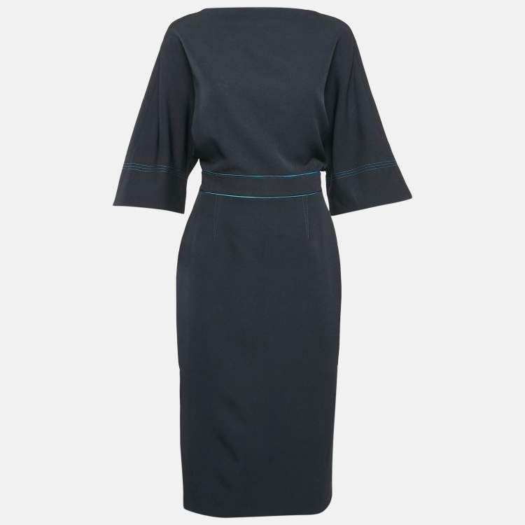 Pre Owned Roksanda Ilincic Navy Blue Stretch Crepe Bow Detail Short Dress M