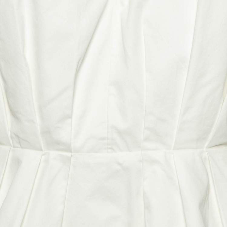 Pre Owned Roksanda Ilincic White Cotton Pleated Blouse L