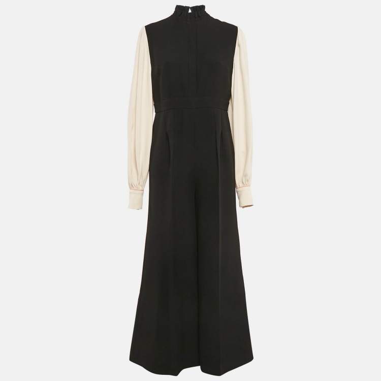 Pre Owned Roksanda Ilincic Black Gabardine Wide Leg Jumpsuit L