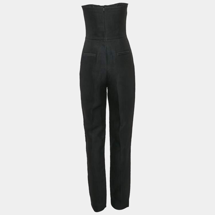 Pre Owned Roksanda Ilincic Black Wool Blend Pleated Strapless Jumpsuit M