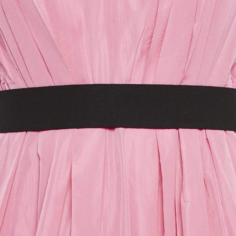 Pre Owned Roksanda Ilincic Pink Crinkled Crepe Plunging Neck Midi Dress L