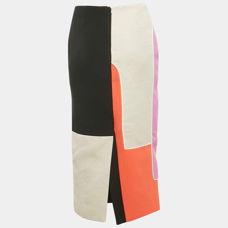Pre Owned Roksanda Multicolor Colorblock Crepe Pencil Skirt S