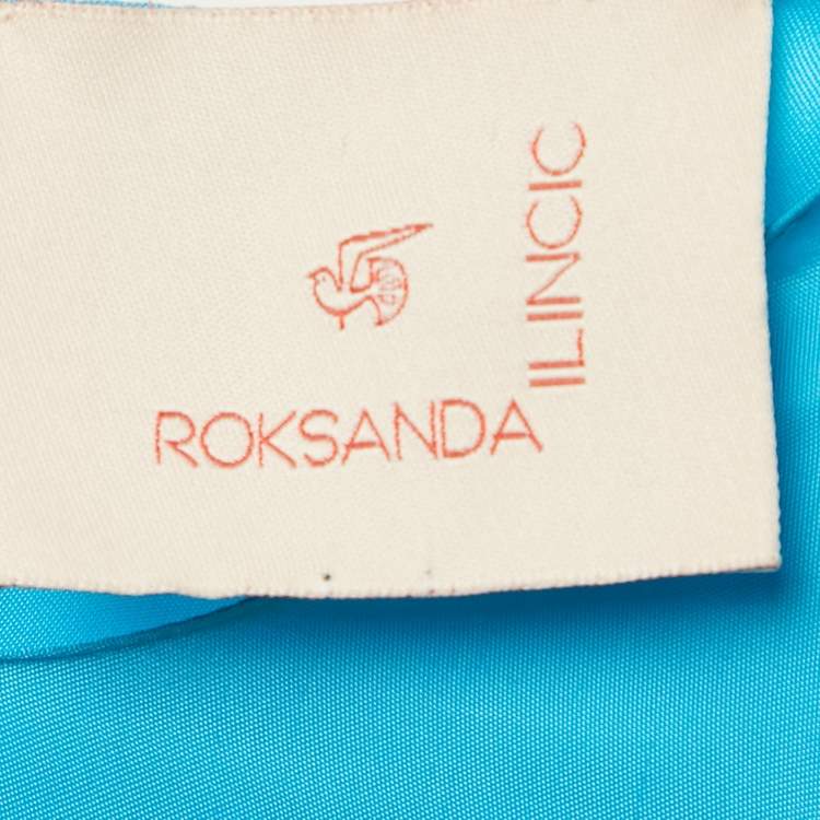 Pre Owned Roksanda Ilincic Sky Blue Sateen Sleeveless Belted Ruffle Hem Maxi Dress L