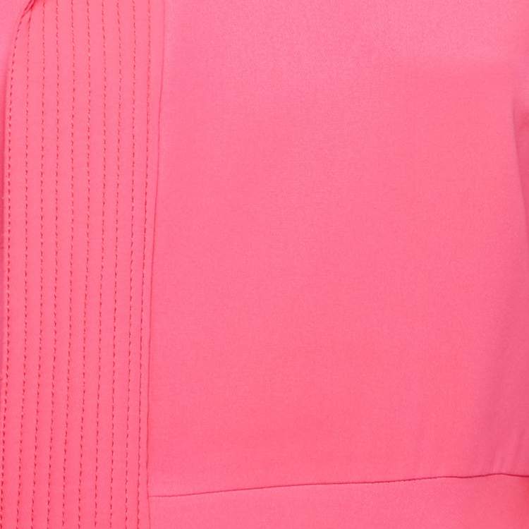Pre Owned Roksanda Ilincic Pink Quilted Panel Silk Crepe Adyn Midi Dress M