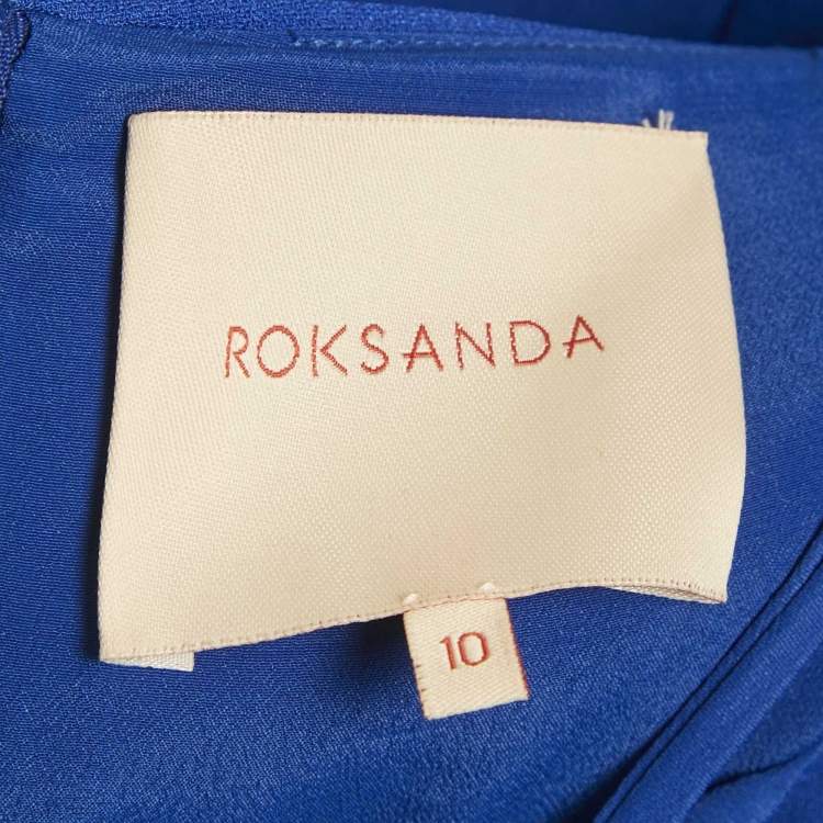 Pre Owned Roksanda Blue Two-Toned Crepe Cape Sleeve Midi Dress M 