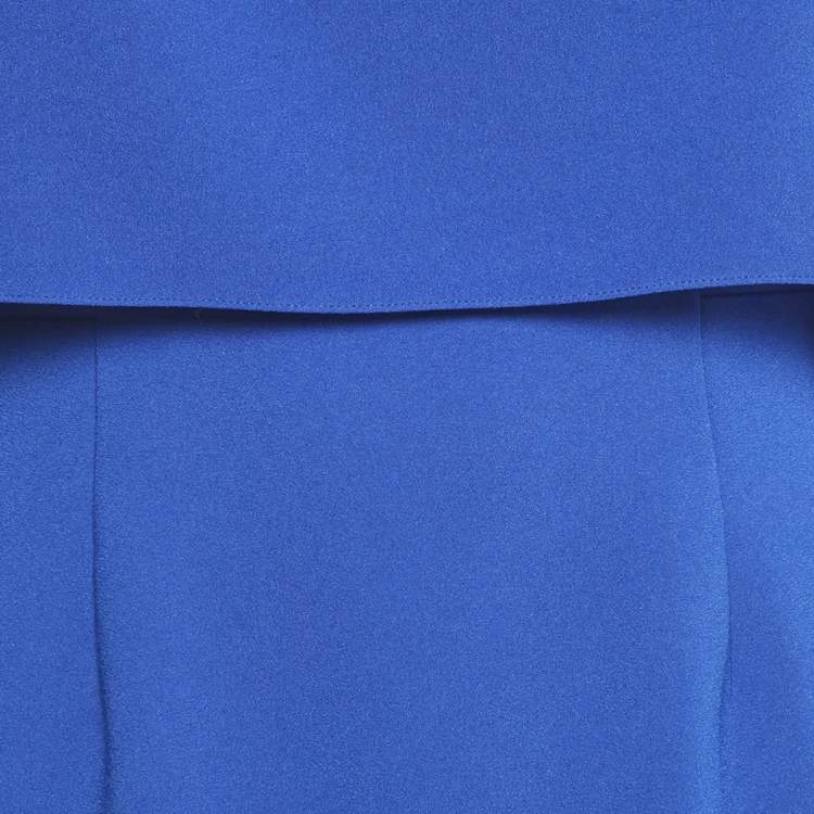 Pre Owned Roksanda Blue Crepe Cape Detail Eliana Midi Dress M
