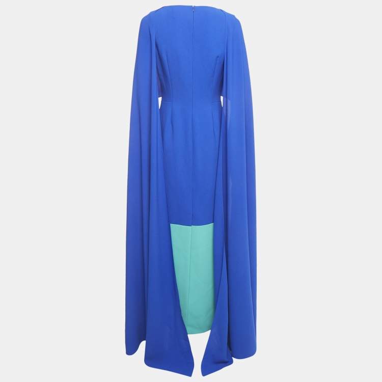 Pre Owned Roksanda Blue Crepe Cape Detail Eliana Midi Dress M