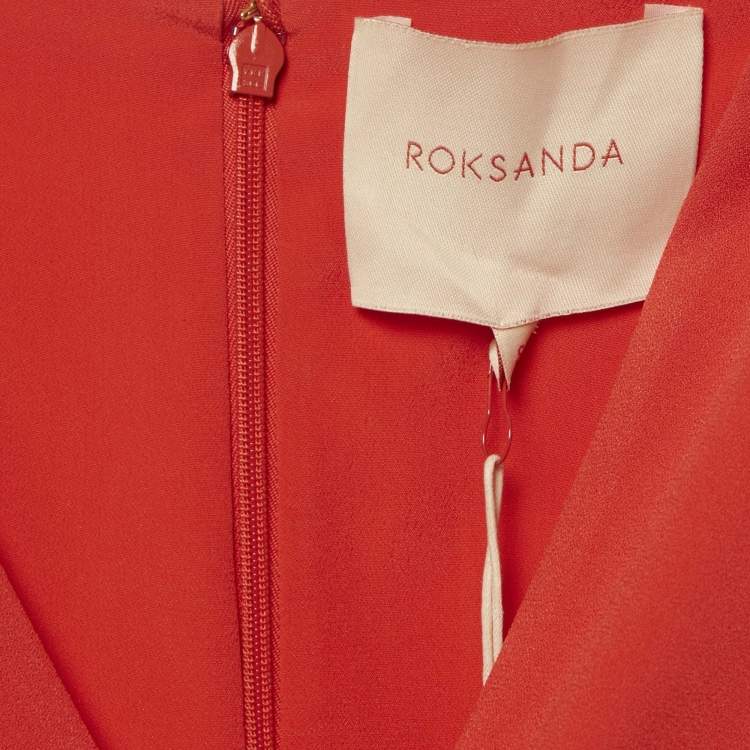 Pre Owned Roksanda Red Crepe Drape Detail Belted Galle Midi Dress S