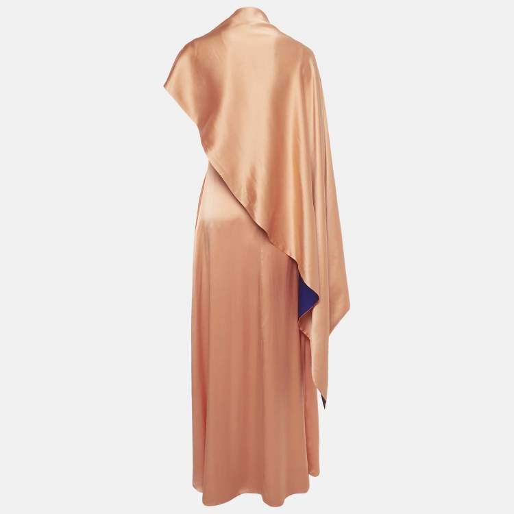 Pre Owned Roksanda Orange Silk Asymmetric Neck Pilar Maxi Dress S  